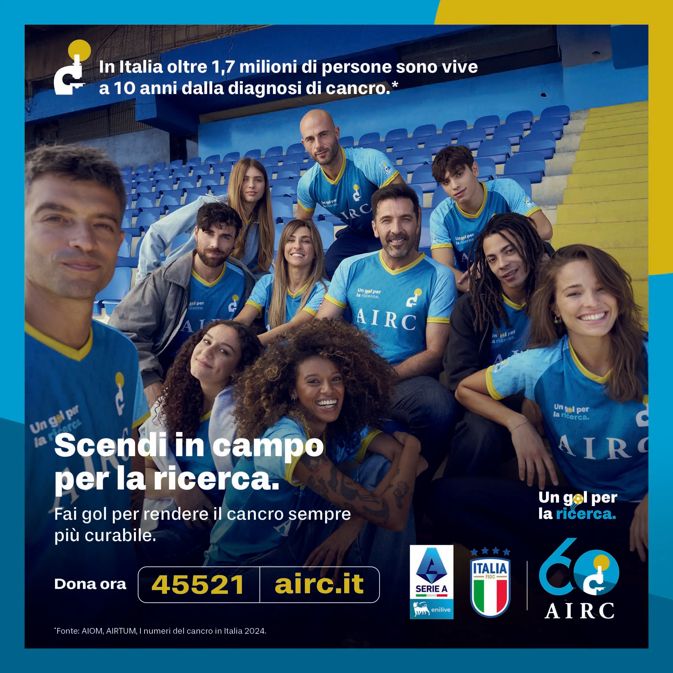 La Serie A EniLive al fianco di AIRC 3 AIRC KV Quadrata Gol copia